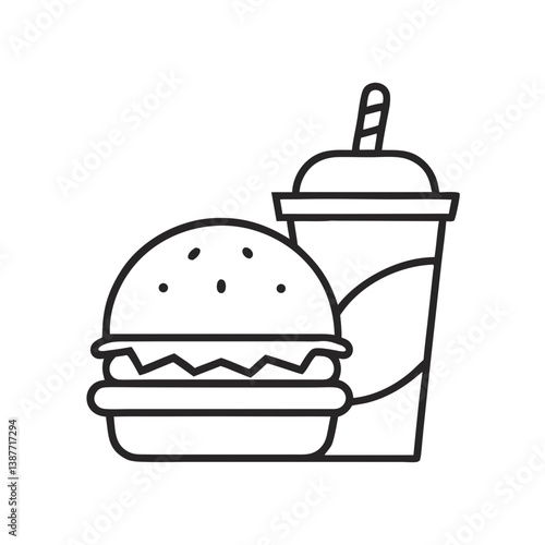Fast Food Coloring Book Page Line Art Drawing