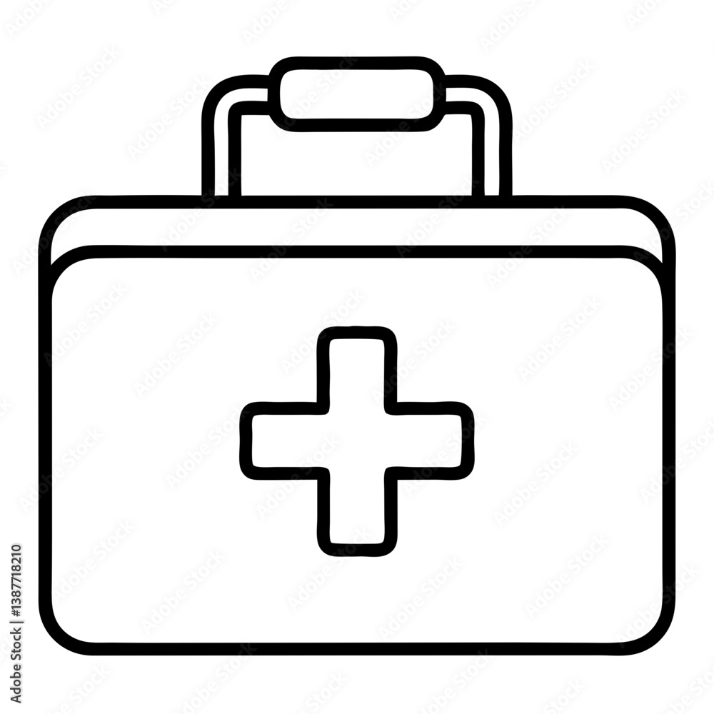 First Aid Kit Coloring Book Page Line Art Drawing First Aid Kit Coloring Book Page Line Art Drawing