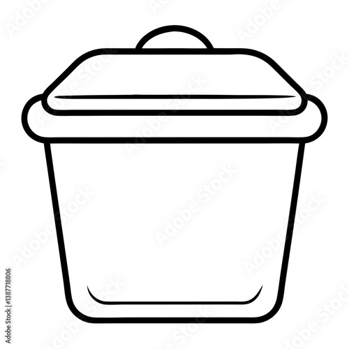 Food Container Icon Outline on White Background