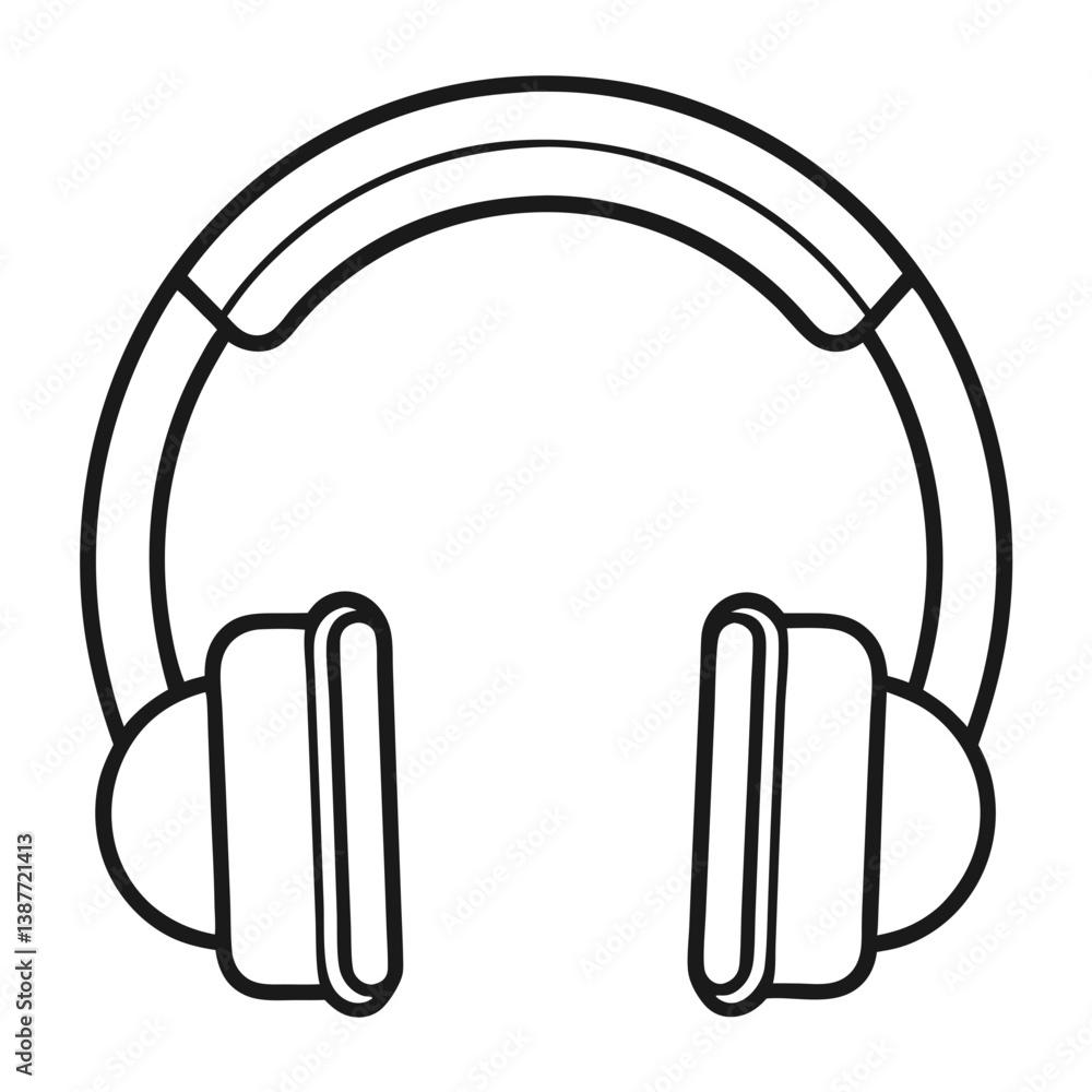 Headphones Coloring Book Page Line Art Drawing Headphones Coloring Book Page Line Art Drawing