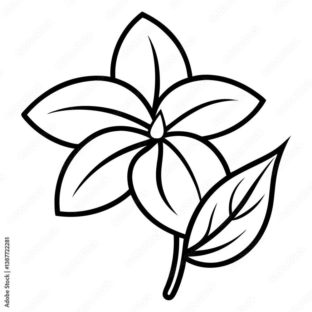 Obraz premium Jasmine Flower Icon Outline on White Background
