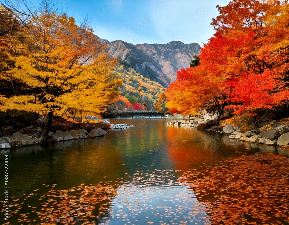 Obraz premium 紅葉 川 自然