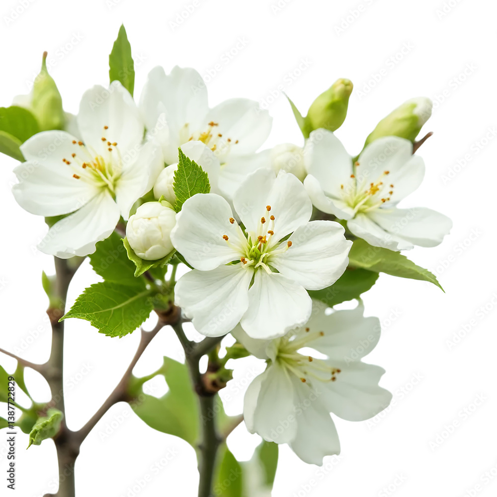 Fototapeta premium White_Flowers_on_Branch_Springtime_Bloom