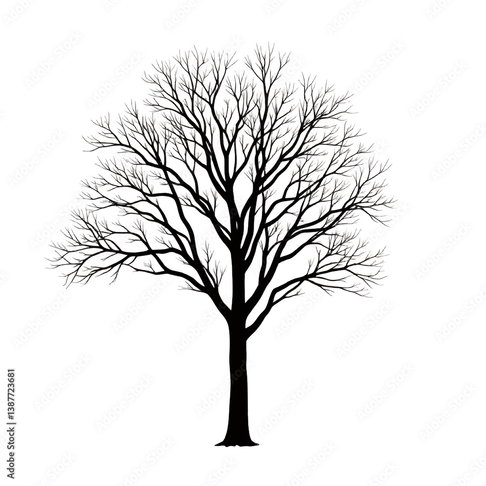 Obraz premium White-Tree-Silhouette-on-Black-Background-Minimalist-Design