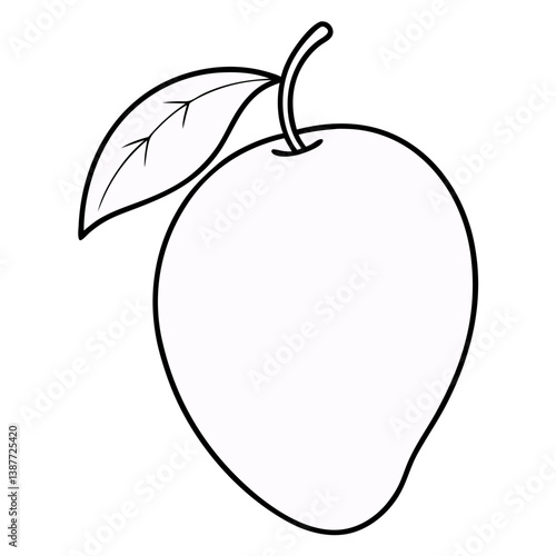 Mango Fruit Coloring Book Page – Tropical Line Art Drawing for Kids and Adults

