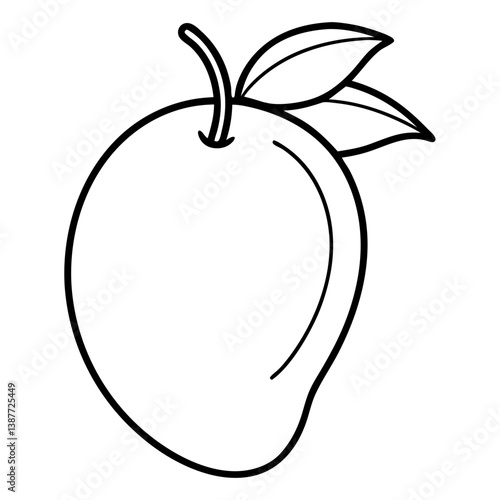 Mango Fruit Coloring Book Page – Tropical Line Art Drawing for Kids and Adults

