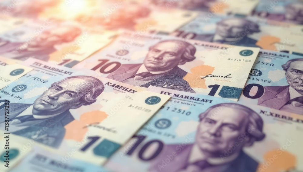 Obraz premium Soft focus currency notes, seamless repeating backdrop , image, soft focus background