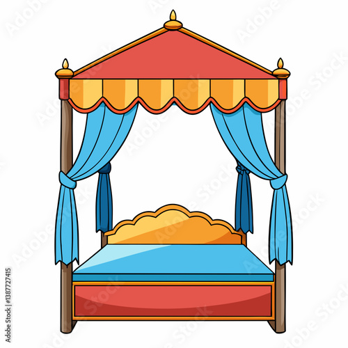 illustration of a bedroom with a bed