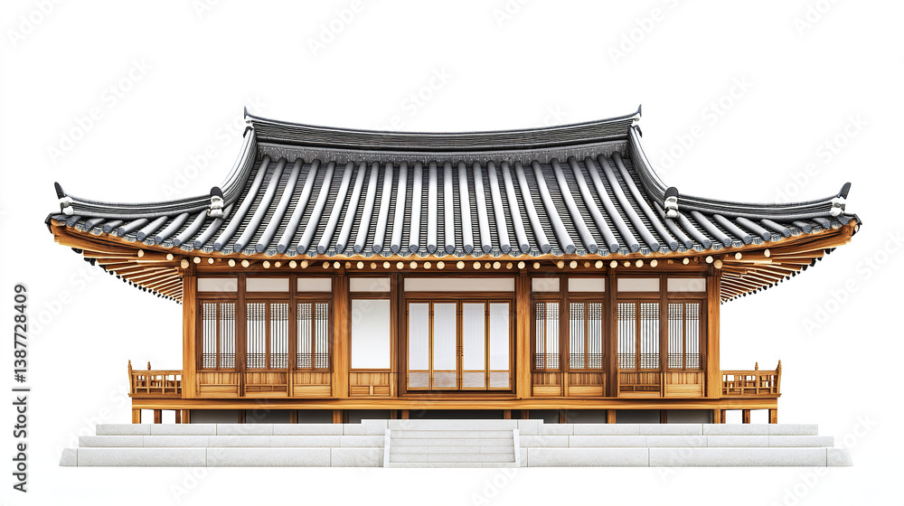 Fototapeta premium Traditional Korean house with elegant wooden architecture