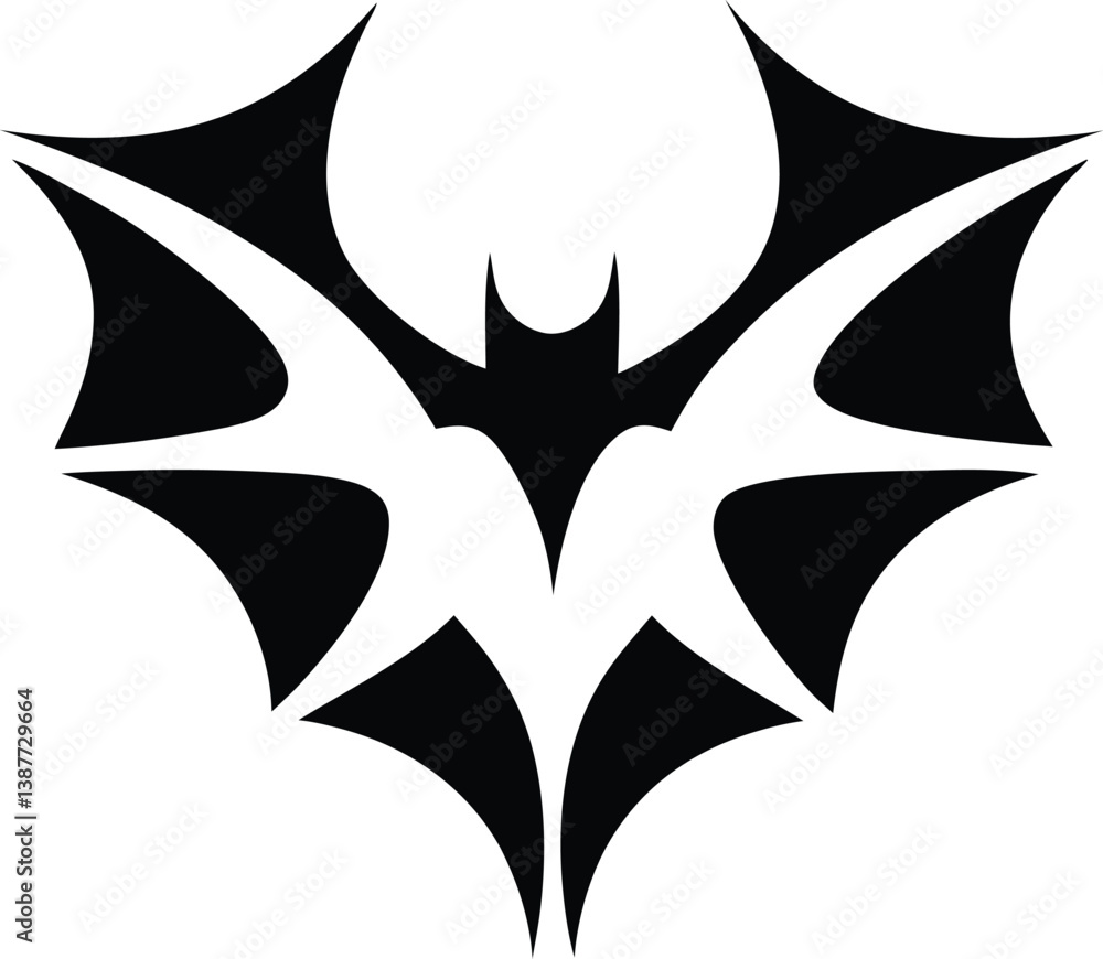 Obraz premium Bat Silhouette Circle Logo – Modern Black Abstract Bat Symbol Design
