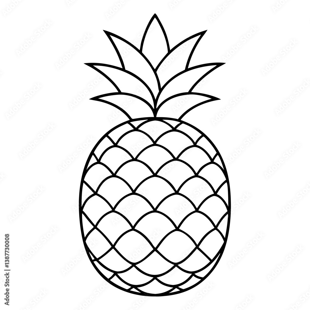 Obraz premium Pineapple Fruit Coloring Book Page Line Art Drawing