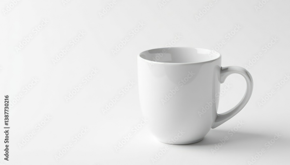One white ceramic mug isolated on white background, photography, white One white ceramic mug isolated on white background, photography, white
