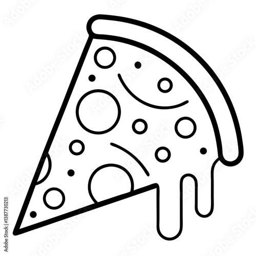 Pizza Food Coloring Book Page Line Art Drawing