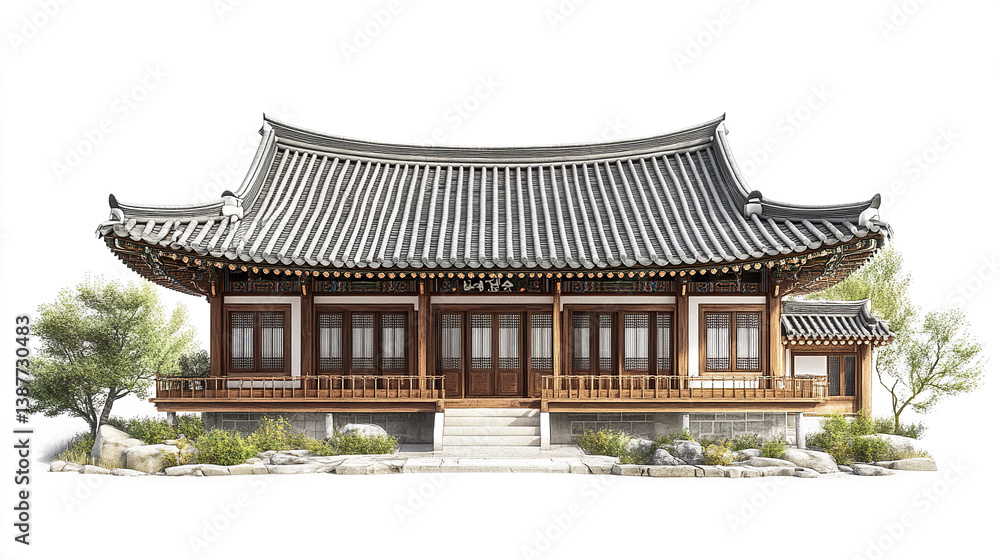 Fototapeta premium Traditional Korean house with elegant architecture and serene surroundings