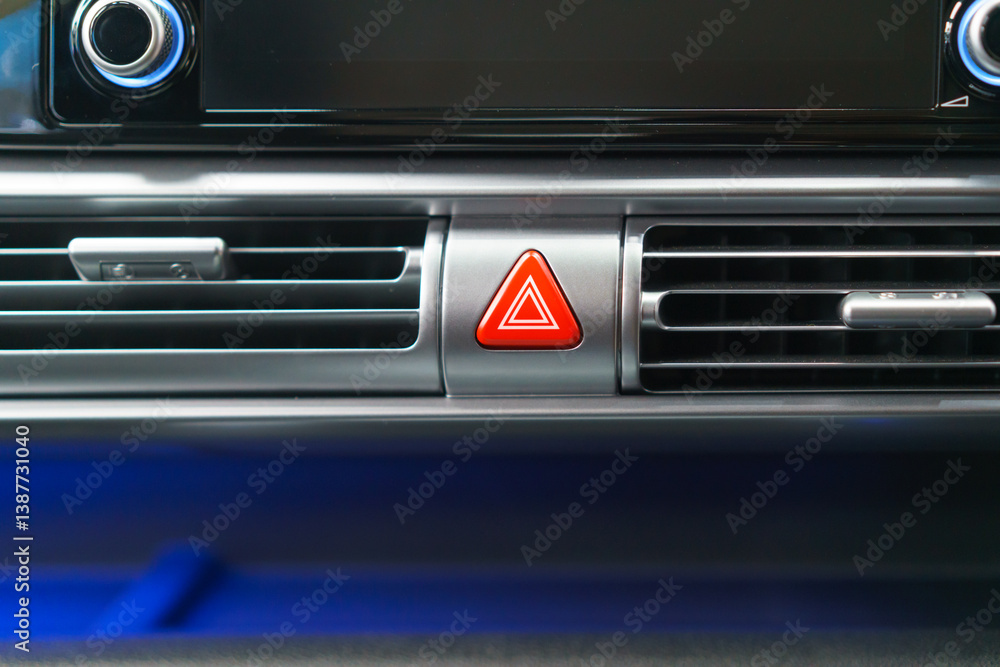 Close-Up of a Car Hazard Warning Button Close-Up of a Car Hazard Warning Button