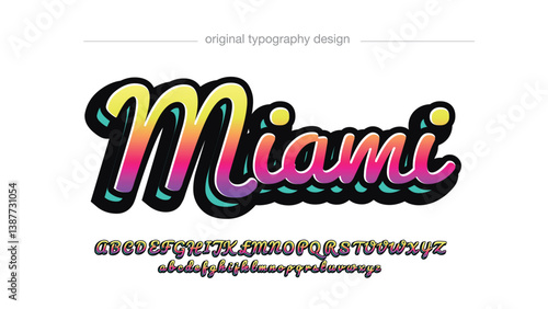 colorful cursive graffiti typography isolated letters