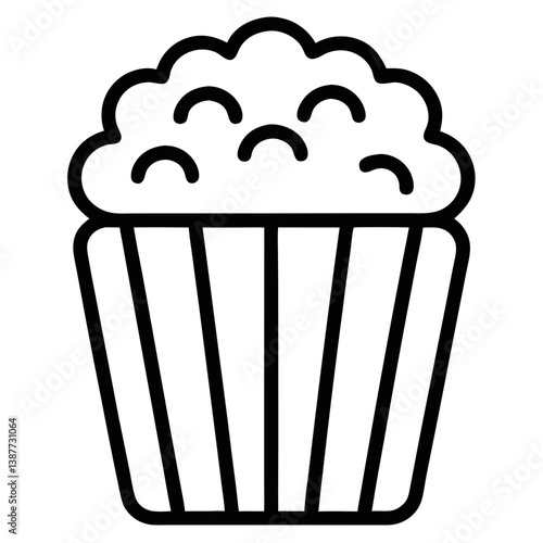 Popcorn Icon Outline Coloring Page on White Background