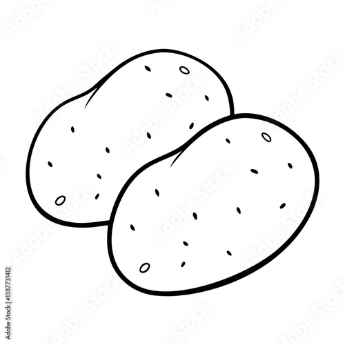 Potatoes Food Coloring Book Page Line Art Drawing