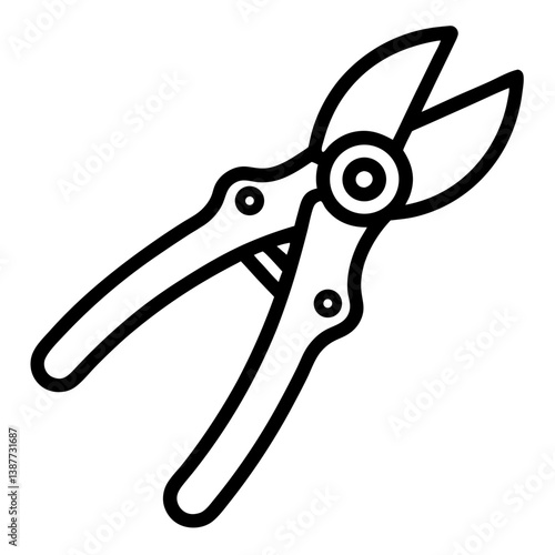 Pruning Shears Icon Outline Coloring Page on White Background