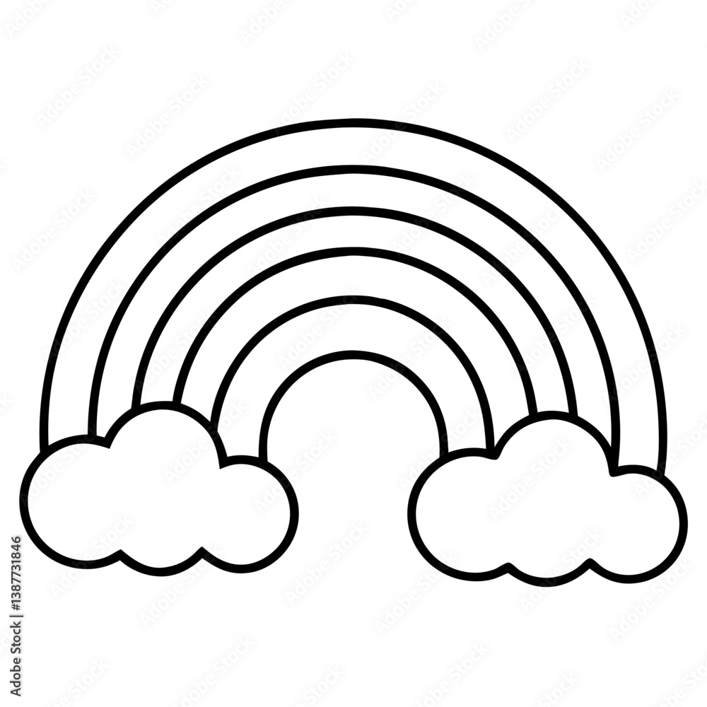Rainbow Coloring Book Page Line Art Drawing Outline Rainbow Coloring Book Page Line Art Drawing Outline