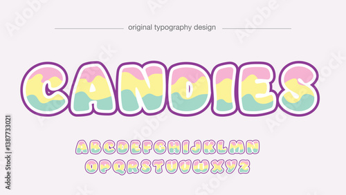 colorful rounded pastel tone isolated letters