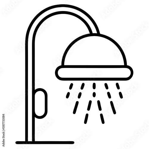 Shower Icon Outline Coloring Book Page on White Background