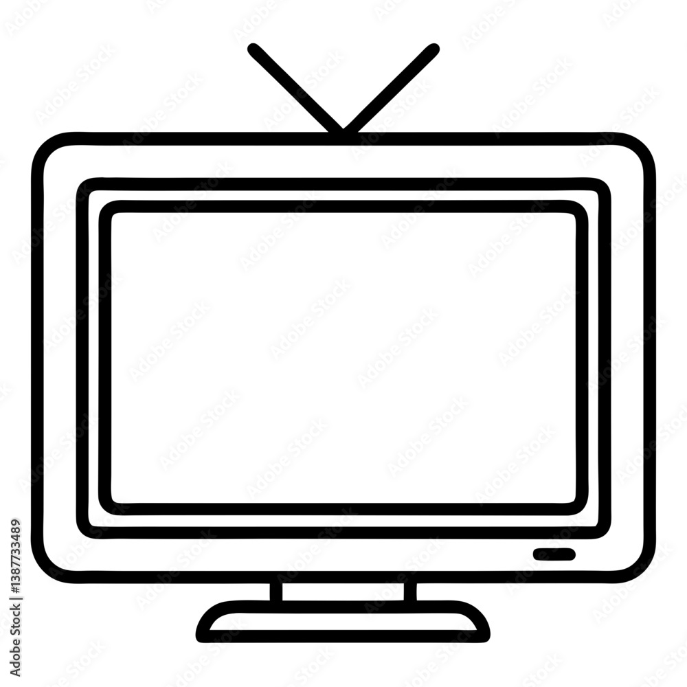 Smart TV Icon Outline Coloring Page on White Background Smart TV Icon Outline Coloring Page on White Background