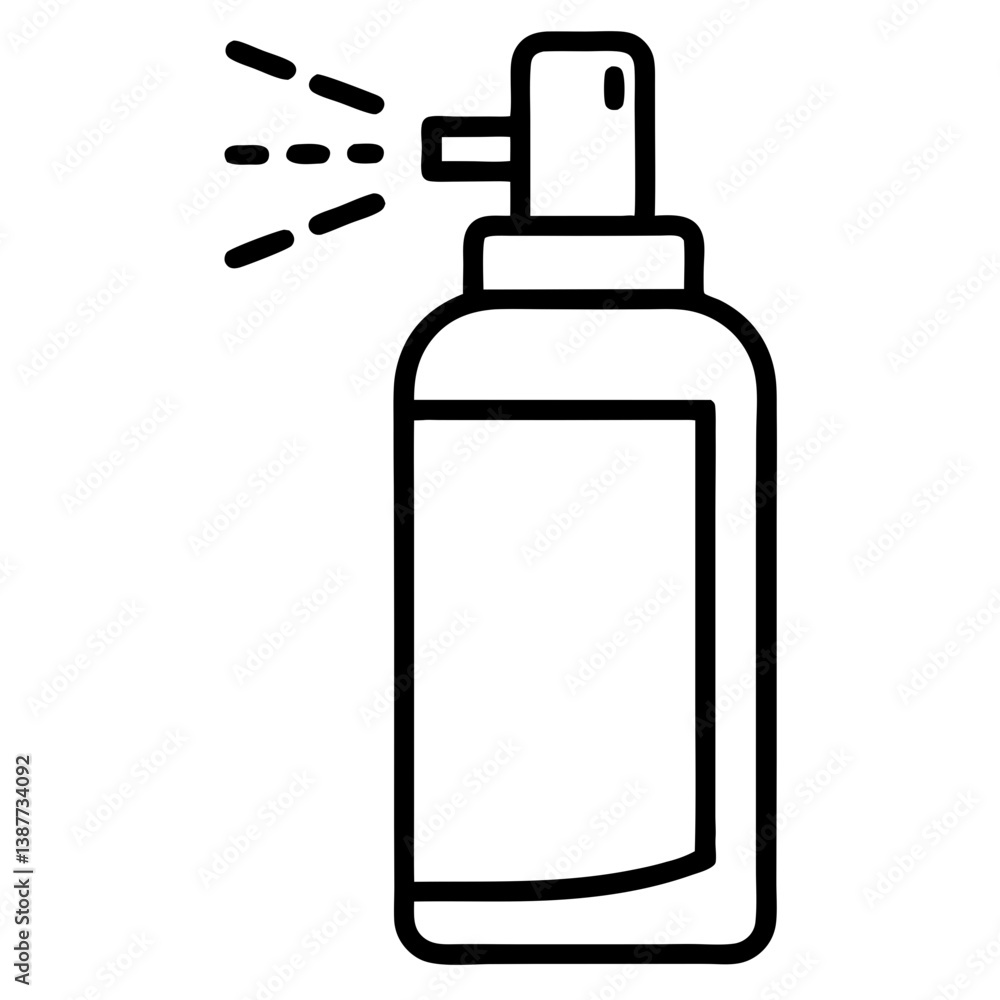 Spray Bottle Icon Outline Coloring Page on White Background Spray Bottle Icon Outline Coloring Page on White Background