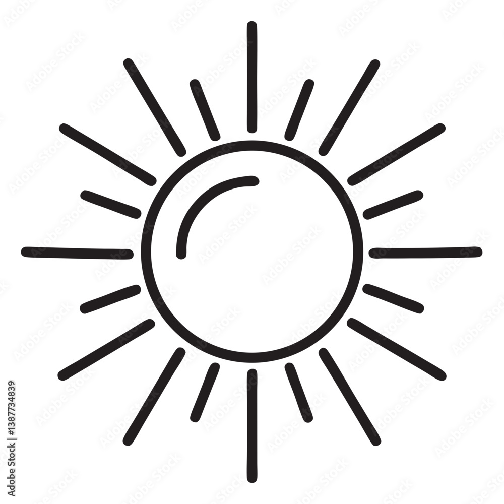Sunshine Icon Outline Coloring Page on White Background Sunshine Icon Outline Coloring Page on White Background