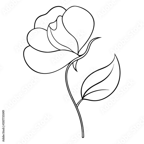 Sweet Pea Flower Coloring Book Page Line Art Drawing