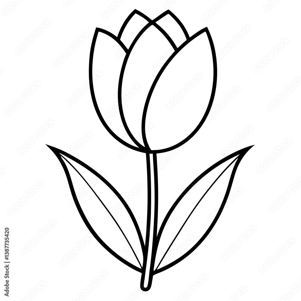 Obraz premium Tulip Flower Coloring Book Page Line Art Drawing