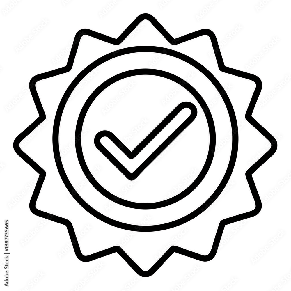 Verified Badge Icon Outline on White Background Verified Badge Icon Outline on White Background