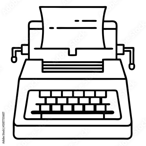 Typewriter Coloring Book Page Line Art Drawing