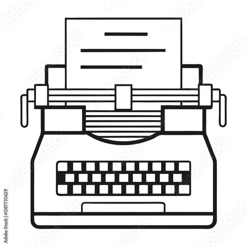 Typewriter Coloring Book Page Line Art Drawing