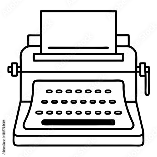 Typewriter Coloring Book Page Line Art Drawing