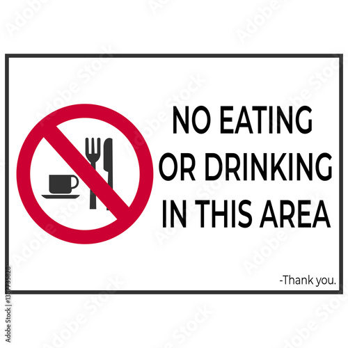 No Eating or Drinking in this area signage vector illustration
