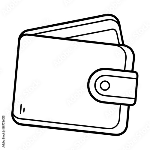 Wallet Coloring Book Page Line Art Outline Drawing