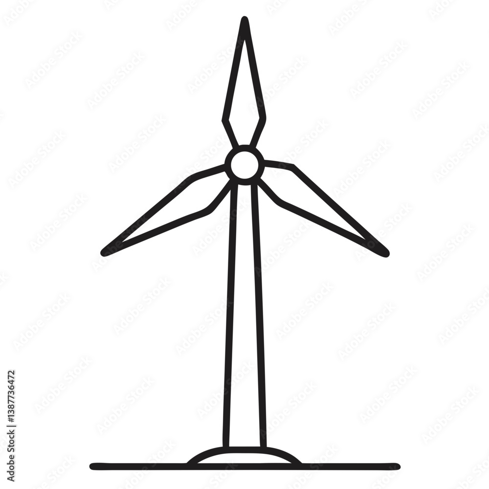 Wind Turbine Icon Outline with White Background Wind Turbine Icon Outline with White Background
