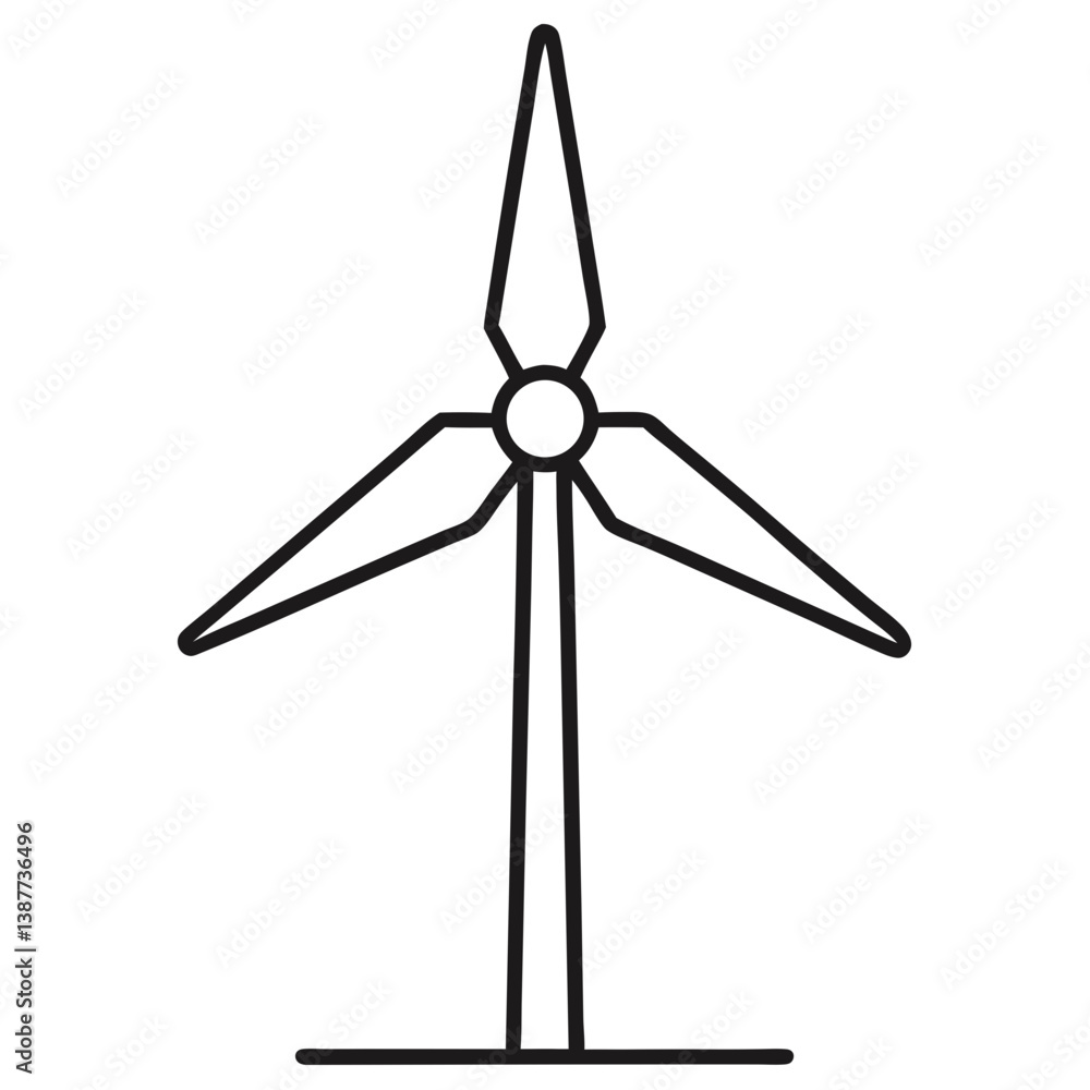 Wind Turbine Icon Outline with White Background Wind Turbine Icon Outline with White Background