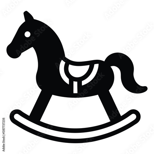 Wooden rocking horse vector illustration.