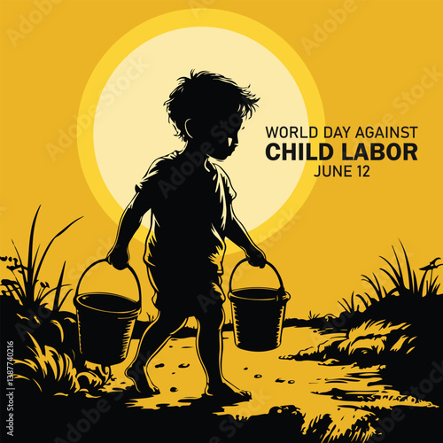 world day against child labor good for world day against child labor celebration. flat design. flyer design. Poster minimalistic art