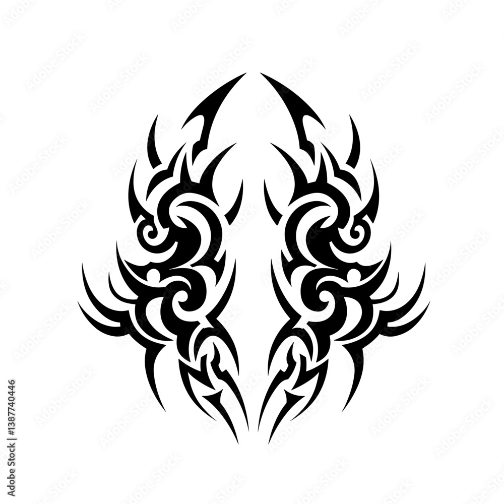 Tribal tattoo design in black ink on white background Tribal tattoo design in black ink on white background
