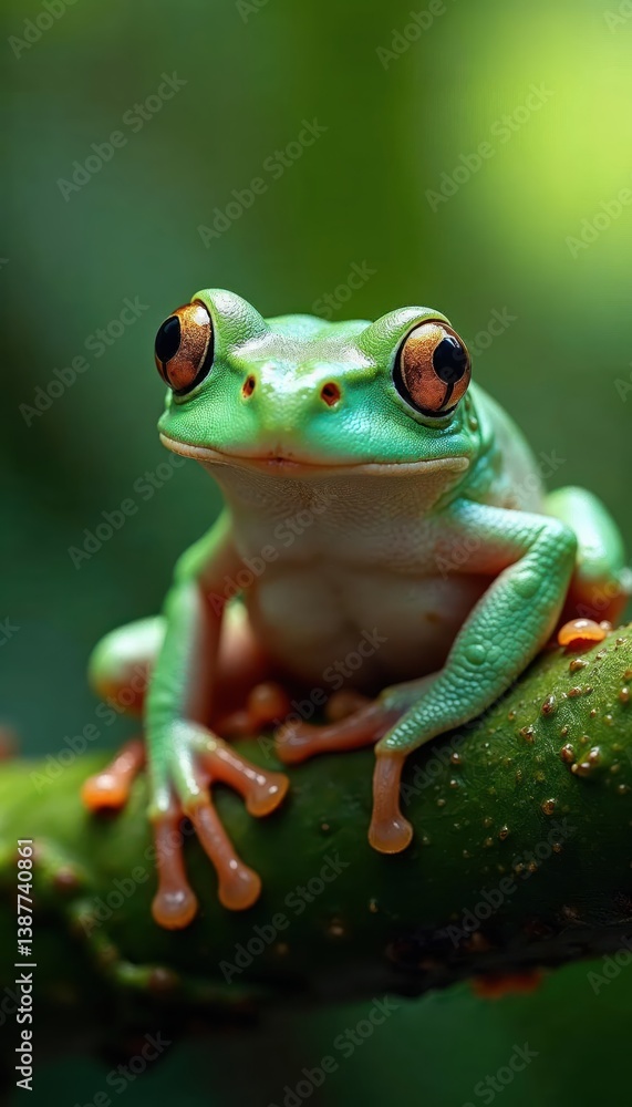 Fototapeta premium Vibrant Green Tree Frog Close-Up