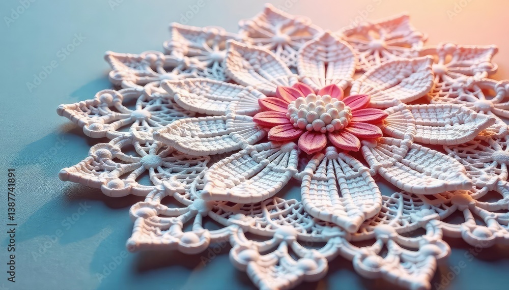 Obraz premium Intricate floral lace doily, delicate texture, antique, patterned