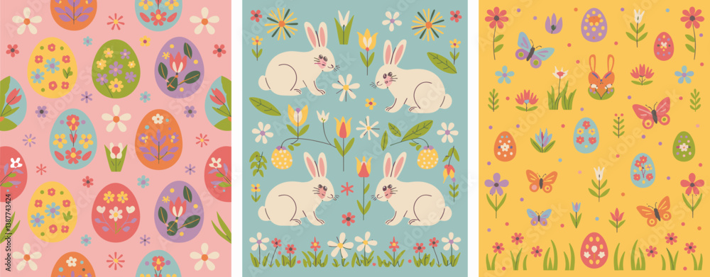 Fototapeta premium Easter poster, Easter banner, banner, Easter clipart, happy Easter, Easter 2025, 2025, Easter celebration, easter sublimation, easter card, easter, bunny, rabbit, egg, card, spring, cartoon, holiday, 