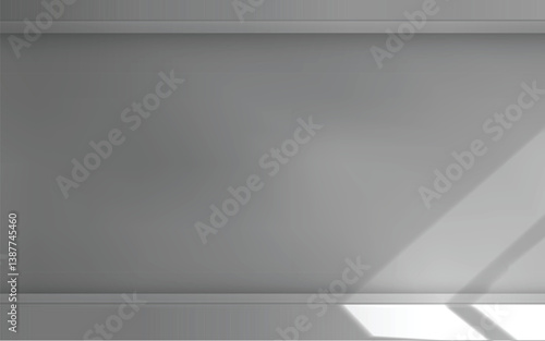 Minimalist gray studio background with soft, angled window light casting subtle shadows. Ideal for clean product presentations or modern graphic overlays.
