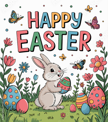 Easter poster, Easter banner, banner, Easter clipart, happy Easter, Easter 2025, 2025, Easter celebration, easter sublimation, easter card, easter, bunny, rabbit, egg, card, spring, cartoon, holiday, 