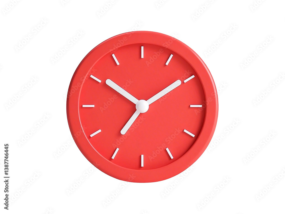 Red Minimalist Wall Clock 3D Icon with Bold Design, Modern Timepiece Home Decor Element, PNG Isolated Transparent White Background Stock Object Photo Download Red Minimalist Wall Clock 3D Icon with Bold Design, Modern Timepiece Home Decor Element, PNG Isolated Transparent White Background Stock Object Photo Download