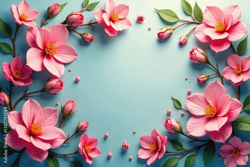 Fototapeta premium Subtle, interconnected blossoms, continuous floral motif , endless, seamless floral pattern, wallpaper