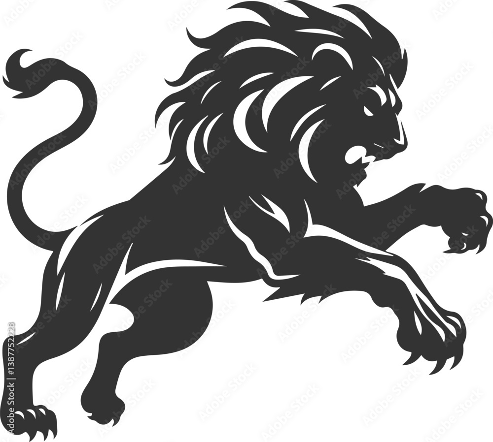 Obraz premium Lion black vector silhouette
